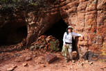 Girl in cave ruin